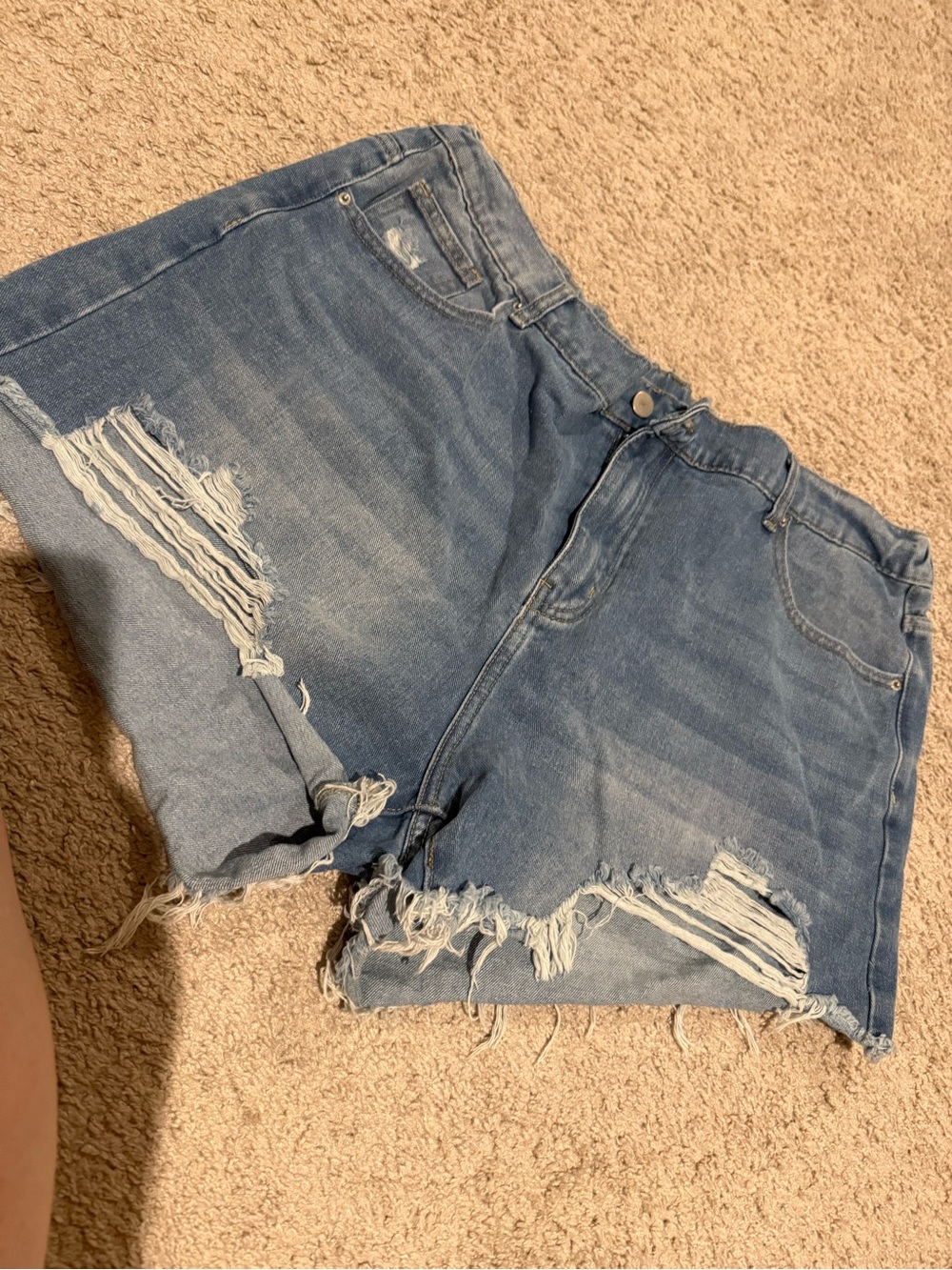 SHEIN Light Blue Distressed High-Rise Denim Shorts